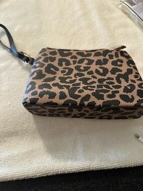 Anne Klein Leopard Print Wristlet in Brown and Black